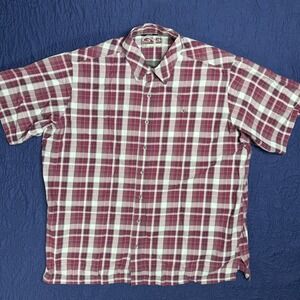 GameGuard Outdoors Mens 3X Maroon Plaid Short Sleeve Ventilated Fishing Shirt